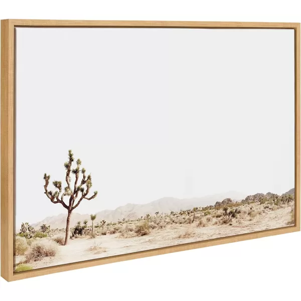 Kate and Laurel Sylvie Lone Joshua Tree Framed Canvas Wall Art by Amy Peterson Art Studio 28x38 Natural Minimalist Photograph Wall DcorNatural