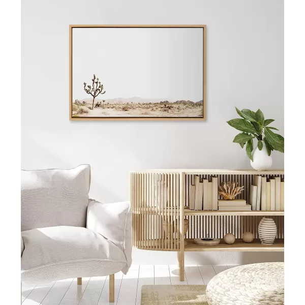 Kate and Laurel Sylvie Lone Joshua Tree Framed Canvas Wall Art by Amy Peterson Art Studio 28x38 Natural Minimalist Photograph Wall DcorNatural