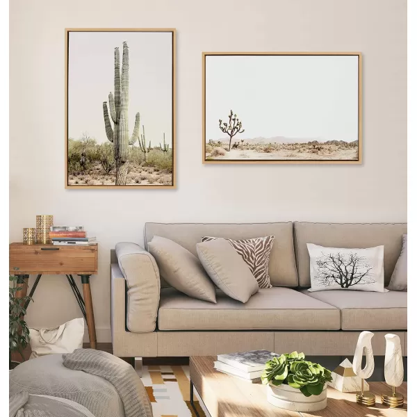 Kate and Laurel Sylvie Lone Joshua Tree Framed Canvas Wall Art by Amy Peterson Art Studio 28x38 Natural Minimalist Photograph Wall DcorNatural