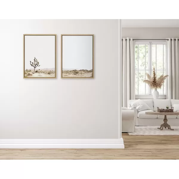 Kate and Laurel Sylvie Lone Joshua Tree Framed Canvas Wall Art by Amy Peterson Art Studio 28x38 Natural Minimalist Photograph Wall DcorNatural