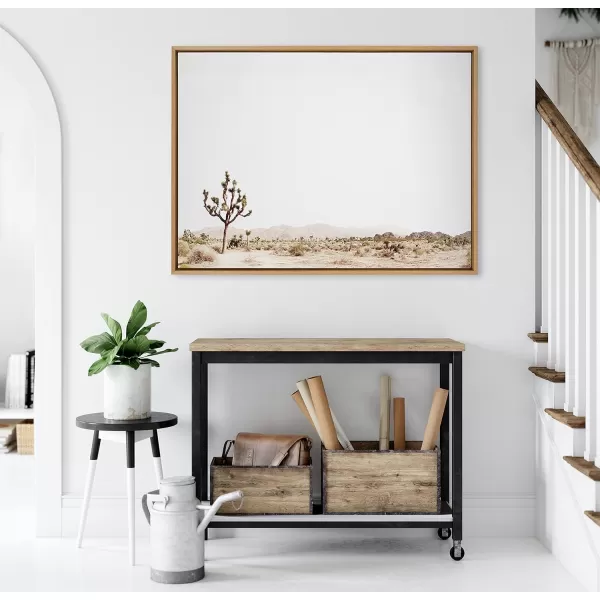 Kate and Laurel Sylvie Lone Joshua Tree Framed Canvas Wall Art by Amy Peterson Art Studio 28x38 Natural Minimalist Photograph Wall DcorNatural