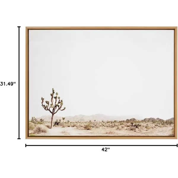 Kate and Laurel Sylvie Lone Joshua Tree Framed Canvas Wall Art by Amy Peterson Art Studio 28x38 Natural Minimalist Photograph Wall DcorNatural