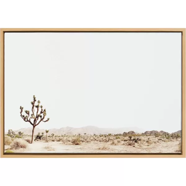 Kate and Laurel Sylvie Lone Joshua Tree Framed Canvas Wall Art by Amy Peterson Art Studio 28x38 Natural Minimalist Photograph Wall DcorNatural