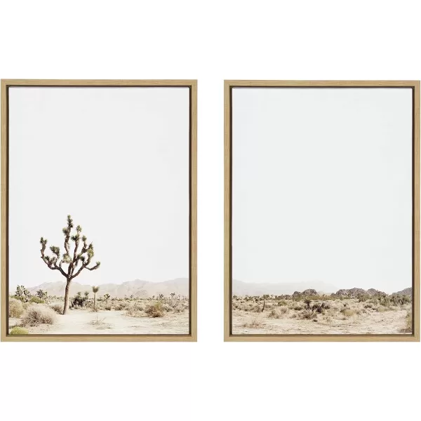 Kate and Laurel Sylvie Lone Joshua Tree Framed Canvas Wall Art by Amy Peterson Art Studio 28x38 Natural Minimalist Photograph Wall DcorNatural