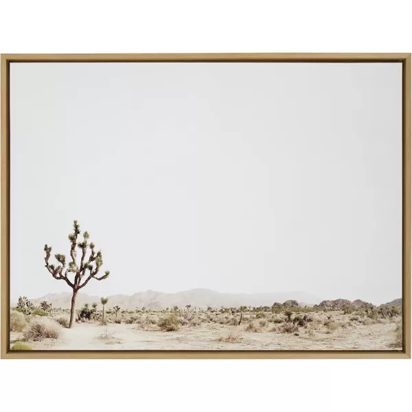 Kate and Laurel Sylvie Lone Joshua Tree Framed Canvas Wall Art by Amy Peterson Art Studio 28x38 Natural Minimalist Photograph Wall DcorNatural