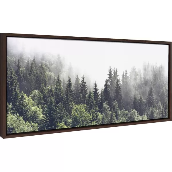 Kate and Laurel Sylvie Lush Green Forest On A Foggy Day Framed Canvas Wall Art by The Creative Bunch Studio 18x40 Gray Nature Landscape for WallBrown