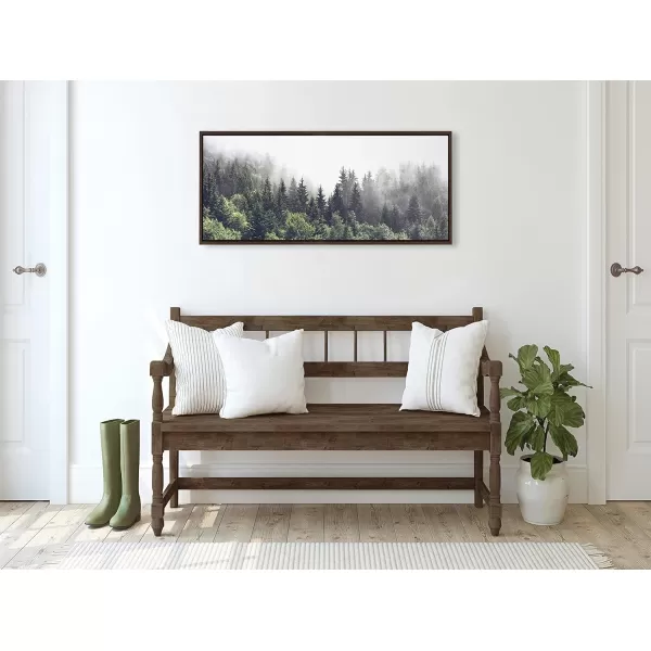 Kate and Laurel Sylvie Lush Green Forest On A Foggy Day Framed Canvas Wall Art by The Creative Bunch Studio 18x40 Gray Nature Landscape for WallBrown