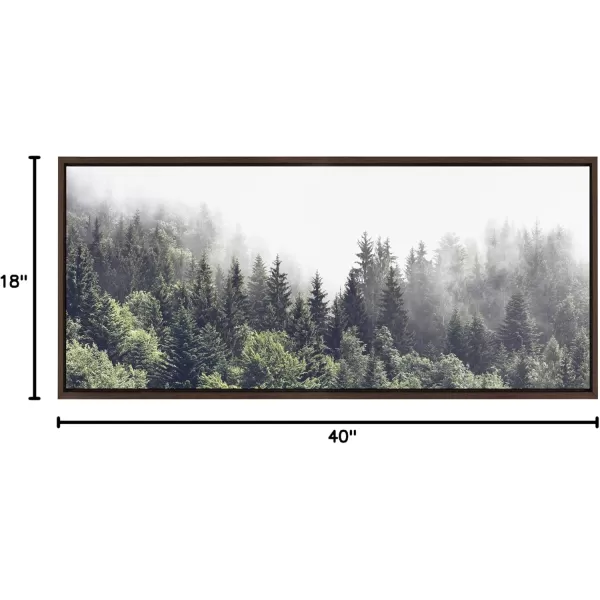 Kate and Laurel Sylvie Lush Green Forest On A Foggy Day Framed Canvas Wall Art by The Creative Bunch Studio 18x40 Gray Nature Landscape for WallBrown