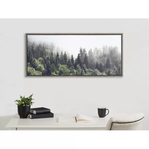 Kate and Laurel Sylvie Lush Green Forest On A Foggy Day Framed Canvas Wall Art by The Creative Bunch Studio 18x40 Gray Nature Landscape for WallGray