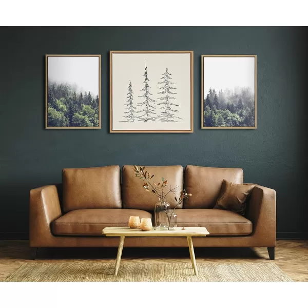Kate and Laurel Sylvie Lush Green Forest on a Foggy Day Left and Right Framed Canvas Wall Art Set by The Creative Bunch Studio 2 Piece 23x33 Natural Nature Mountains Landscape Art Set for WallNatural