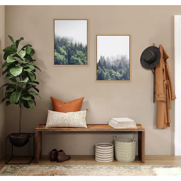 Kate and Laurel Sylvie Lush Green Forest on a Foggy Day Left and Right Framed Canvas Wall Art Set by The Creative Bunch Studio 2 Piece 23x33 Natural Nature Mountains Landscape Art Set for WallNatural