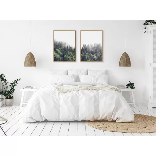 Kate and Laurel Sylvie Lush Green Forest on a Foggy Day Left and Right Framed Canvas Wall Art Set by The Creative Bunch Studio 2 Piece 23x33 Natural Nature Mountains Landscape Art Set for WallNatural