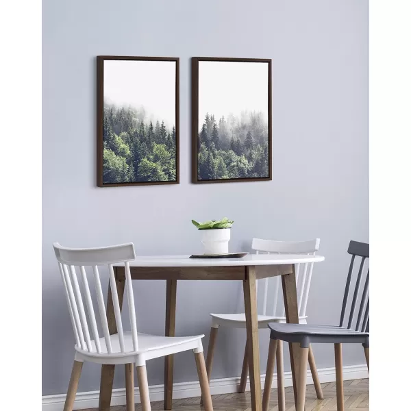 Kate and Laurel Sylvie Lush Green Forest on a Foggy Day Left and Right Framed Canvas Wall Art Set by The Creative Bunch Studio 2 Piece 23x33 Natural Nature Mountains Landscape Art Set for WallBrown