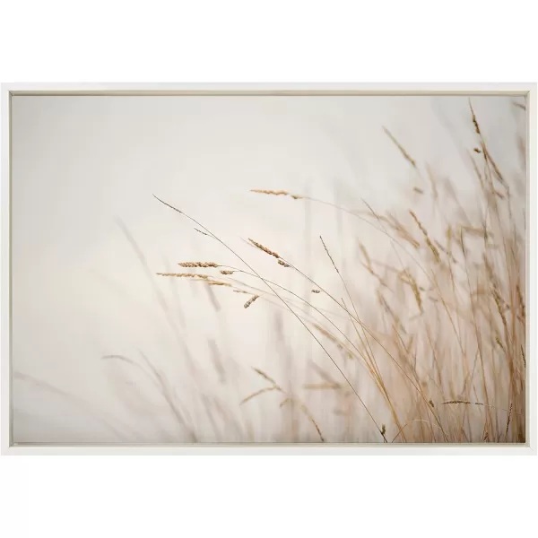 Kate and Laurel Sylvie Marsh Grass No 1 Framed Canvas Wall Art by Crystal Lynn Collins 23x33 White Rustic Grassy Natural Landscape Art for WallWhite