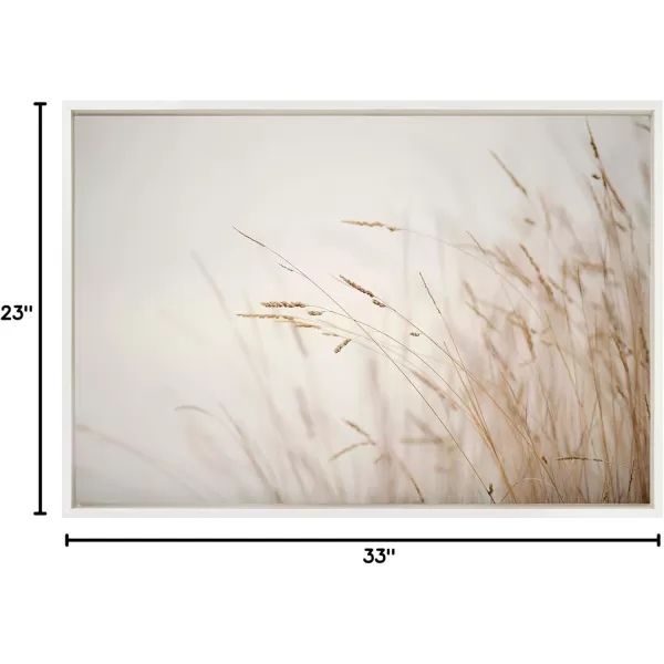 Kate and Laurel Sylvie Marsh Grass No 1 Framed Canvas Wall Art by Crystal Lynn Collins 23x33 White Rustic Grassy Natural Landscape Art for WallWhite