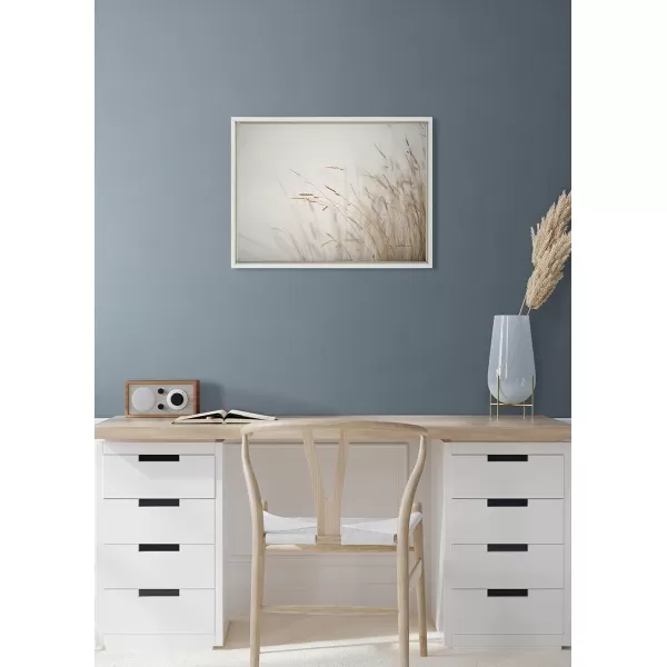 Kate and Laurel Sylvie Marsh Grass No 1 Framed Canvas Wall Art by Crystal Lynn Collins 23x33 White Rustic Grassy Natural Landscape Art for WallWhite