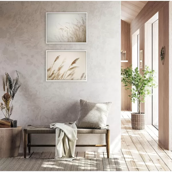 Kate and Laurel Sylvie Marsh Grass No 1 Framed Canvas Wall Art by Crystal Lynn Collins 23x33 White Rustic Grassy Natural Landscape Art for WallWhite
