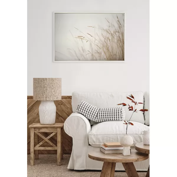 Kate and Laurel Sylvie Marsh Grass No 1 Framed Canvas Wall Art by Crystal Lynn Collins 23x33 White Rustic Grassy Natural Landscape Art for WallWhite