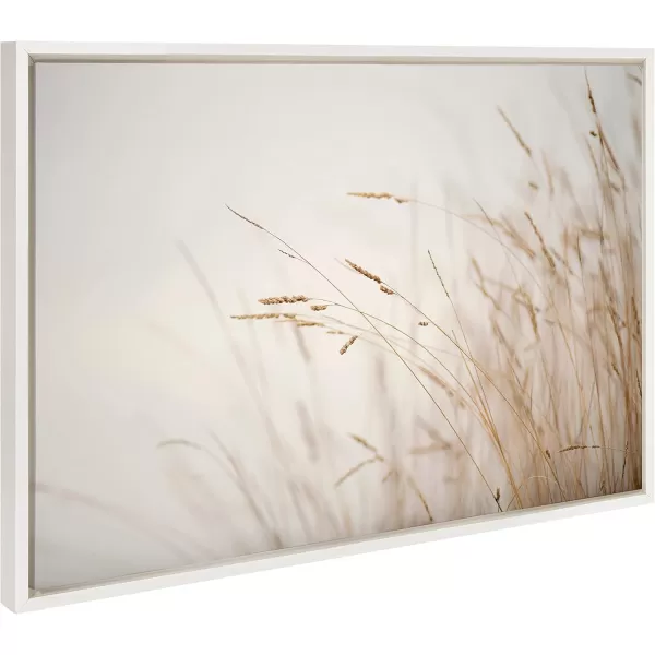 Kate and Laurel Sylvie Marsh Grass No 1 Framed Canvas Wall Art by Crystal Lynn Collins 23x33 White Rustic Grassy Natural Landscape Art for WallWhite