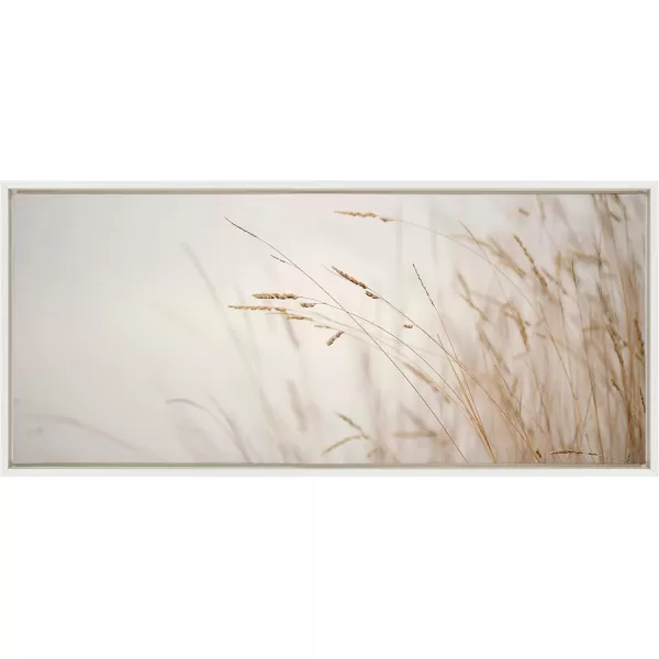 Kate and Laurel Sylvie Marsh Grass No 1 Framed Canvas Wall Art by Crystal Lynn Collins 23x33 White Rustic Grassy Natural Landscape Art for WallWhite