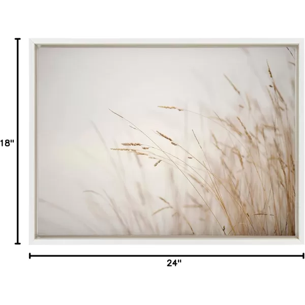 Kate and Laurel Sylvie Marsh Grass No 1 Framed Canvas Wall Art by Crystal Lynn Collins 23x33 White Rustic Grassy Natural Landscape Art for WallWhite
