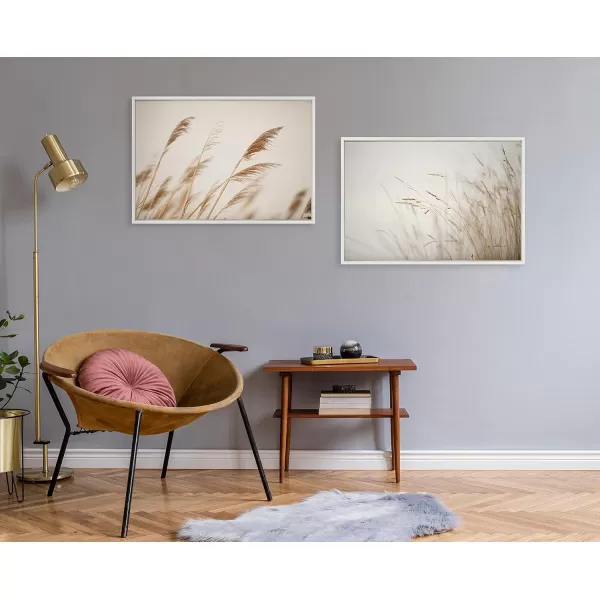 Kate and Laurel Sylvie Marsh Grass No 1 Framed Canvas Wall Art by Crystal Lynn Collins 23x33 White Rustic Grassy Natural Landscape Art for WallWhite