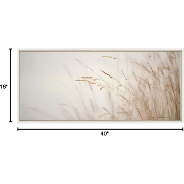Kate and Laurel Sylvie Marsh Grass No 1 Framed Canvas Wall Art by Crystal Lynn Collins 23x33 White Rustic Grassy Natural Landscape Art for WallWhite