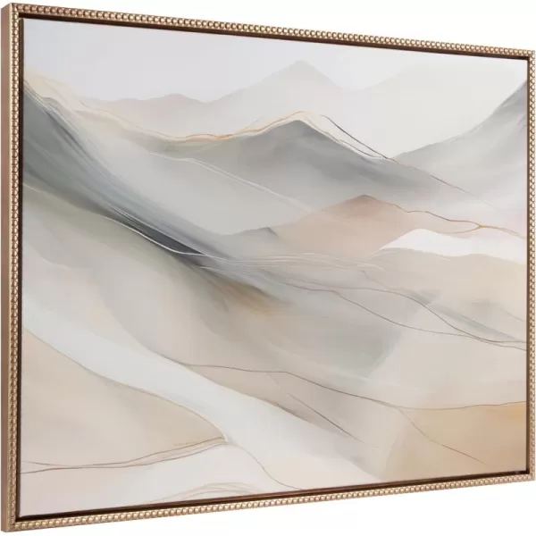 Kate and Laurel Sylvie Beaded Abstract Mystic Mountain Landscape Vintage Framed Canvas Wall Art by The Creative Bunch Studio 315x415 Gold Desert Mountains Art for Wall