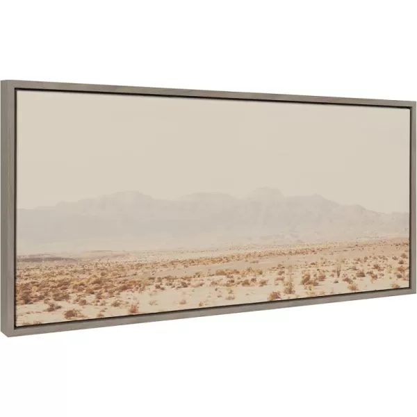 Kate and Laurel Sylvie California Dreaming Framed Canvas Wall Art by Laura Evans 18x40 Gray Modern Desert Mountain Landscape Art for WallGray