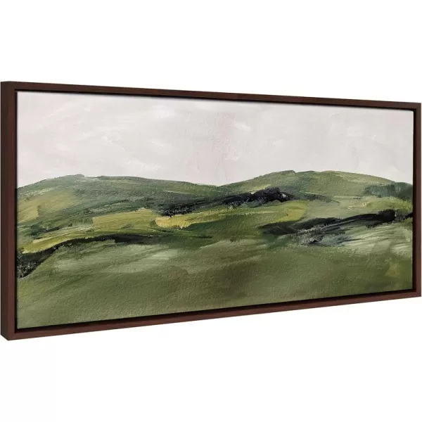 Kate and Laurel Sylvie Green Mountain Landscape Framed Canvas Wall Art by Amy Lighthall 28x38 Brown Modern Soft Watercolor Nature Landscape Art for Wall Home DecorBrown