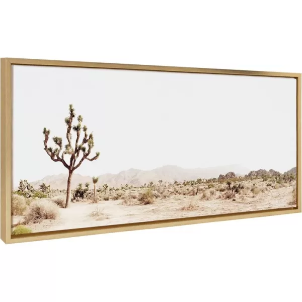 Kate and Laurel Sylvie Lone Joshua Tree Framed Canvas Wall Art by Amy Peterson Art Studio 28x38 Natural Minimalist Photograph Wall DcorGold