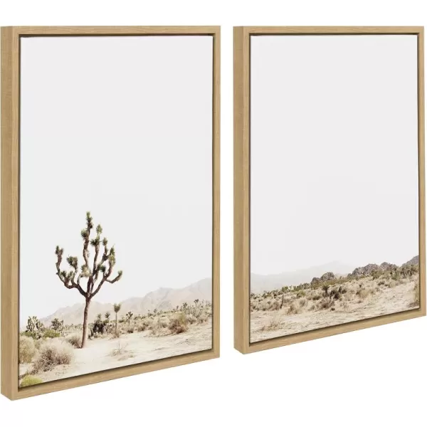 Kate and Laurel Sylvie Lone Joshua Tree Framed Canvas Wall Art by Amy Peterson Art Studio 28x38 Natural Minimalist Photograph Wall DcorNatural