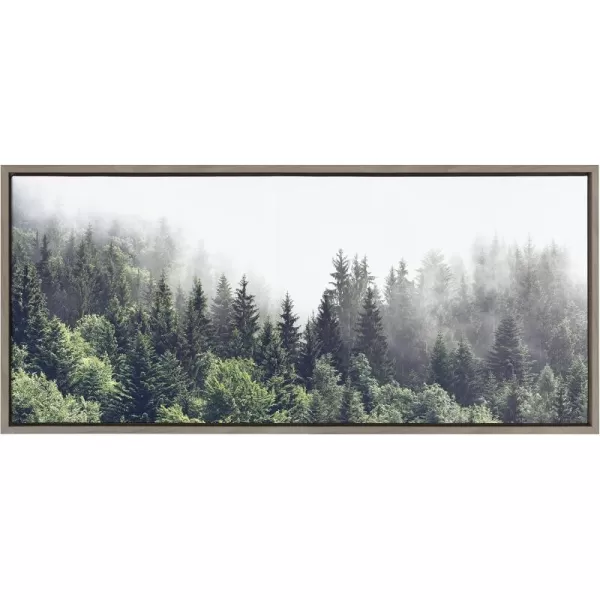 Kate and Laurel Sylvie Lush Green Forest On A Foggy Day Framed Canvas Wall Art by The Creative Bunch Studio 18x40 Gray Nature Landscape for WallGray