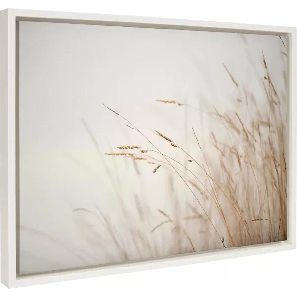Kate and Laurel Sylvie Marsh Grass No 1 Framed Canvas Wall Art by Crystal Lynn Collins 23x33 White Rustic Grassy Natural Landscape Art for WallWhite