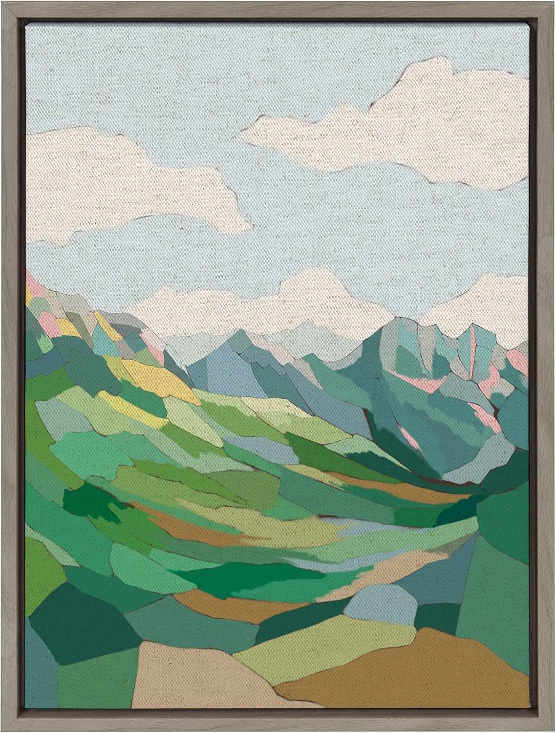 Kate and Laurel Sylvie Mythen Framed Canvas Wall Art by Nikita Jariwala 18x24 Natural Soft Colorful Nature Mountain Landscape Art for Wall Home DecorGray