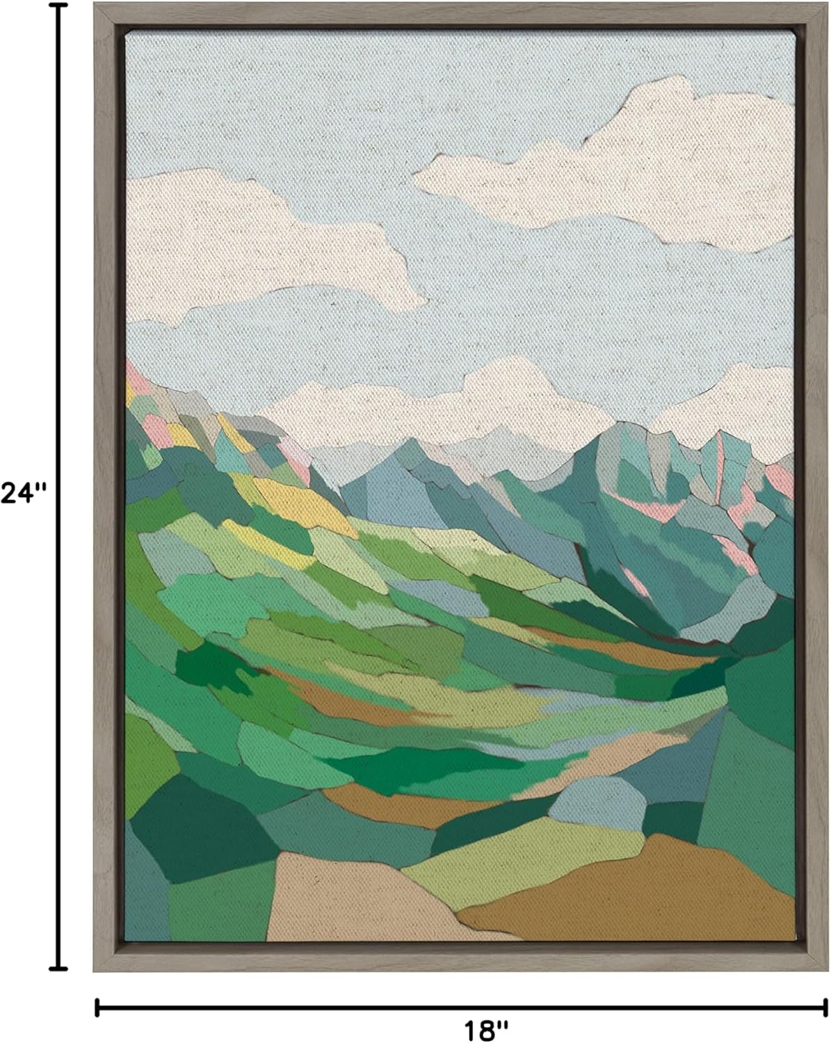 Kate and Laurel Sylvie Mythen Framed Canvas Wall Art by Nikita Jariwala 18x24 Natural Soft Colorful Nature Mountain Landscape Art for Wall Home DecorGray