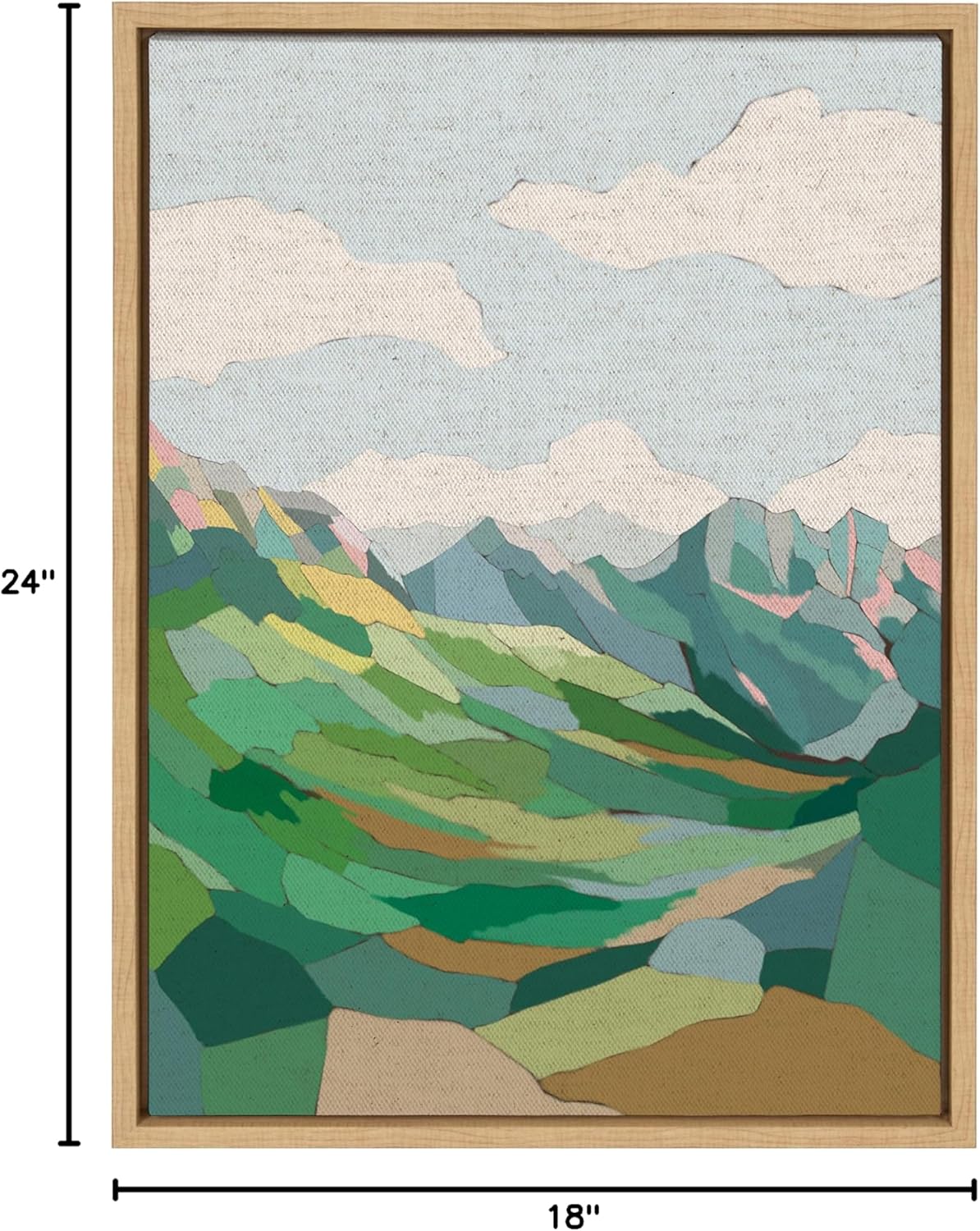 Kate and Laurel Sylvie Mythen Framed Canvas Wall Art by Nikita Jariwala 18x24 Natural Soft Colorful Nature Mountain Landscape Art for Wall Home DecorNatural