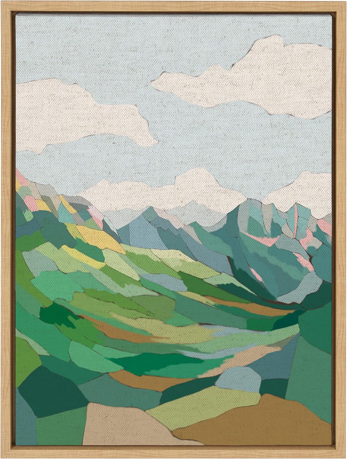 Kate and Laurel Sylvie Mythen Framed Canvas Wall Art by Nikita Jariwala 18x24 Natural Soft Colorful Nature Mountain Landscape Art for Wall Home DecorNatural