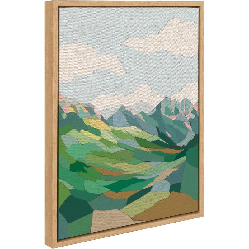 Kate and Laurel Sylvie Mythen Framed Canvas Wall Art by Nikita Jariwala 18x24 Natural Soft Colorful Nature Mountain Landscape Art for Wall Home DecorNatural