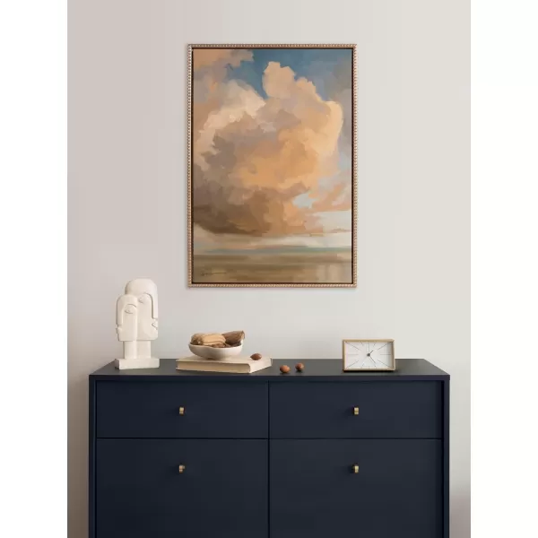 Kate and Laurel Sylvie Beaded Shades of Day Vintage Framed Canvas Wall Art by Mary Sparrow 23x33 Gold Modern Abstract Cloudy Landscape Art for Wall