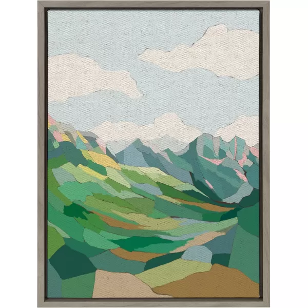 Kate and Laurel Sylvie Mythen Framed Canvas Wall Art by Nikita Jariwala 18x24 Natural Soft Colorful Nature Mountain Landscape Art for Wall Home DecorGray