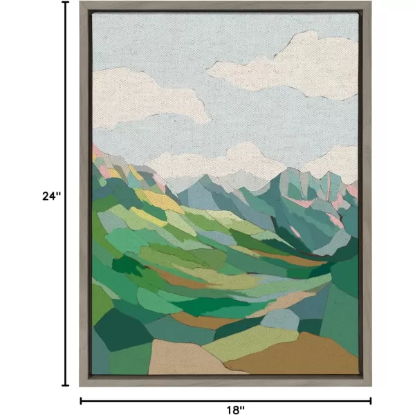 Kate and Laurel Sylvie Mythen Framed Canvas Wall Art by Nikita Jariwala 18x24 Natural Soft Colorful Nature Mountain Landscape Art for Wall Home DecorGray