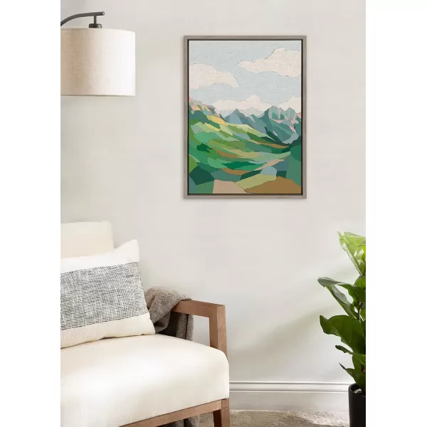 Kate and Laurel Sylvie Mythen Framed Canvas Wall Art by Nikita Jariwala 18x24 Natural Soft Colorful Nature Mountain Landscape Art for Wall Home DecorGray