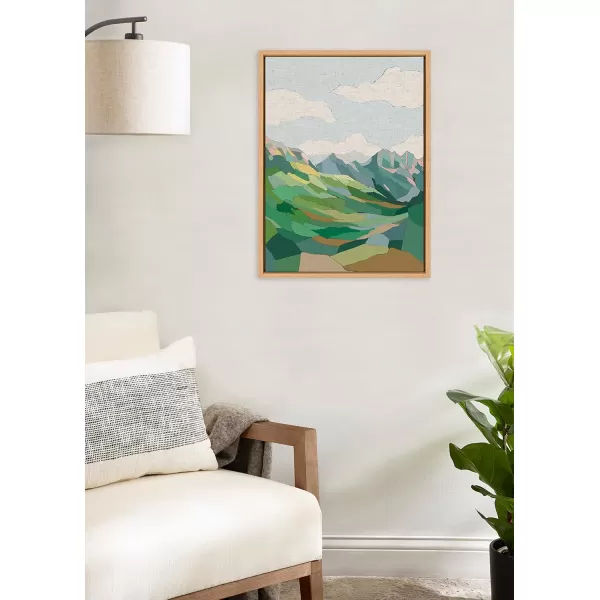 Kate and Laurel Sylvie Mythen Framed Canvas Wall Art by Nikita Jariwala 18x24 Natural Soft Colorful Nature Mountain Landscape Art for Wall Home DecorNatural