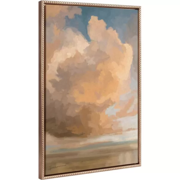 Kate and Laurel Sylvie Beaded Shades of Day Vintage Framed Canvas Wall Art by Mary Sparrow 23x33 Gold Modern Abstract Cloudy Landscape Art for Wall