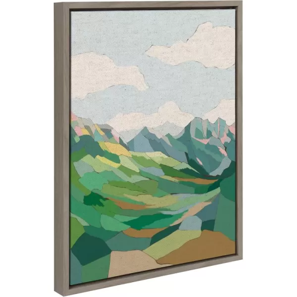 Kate and Laurel Sylvie Mythen Framed Canvas Wall Art by Nikita Jariwala 18x24 Natural Soft Colorful Nature Mountain Landscape Art for Wall Home DecorGray