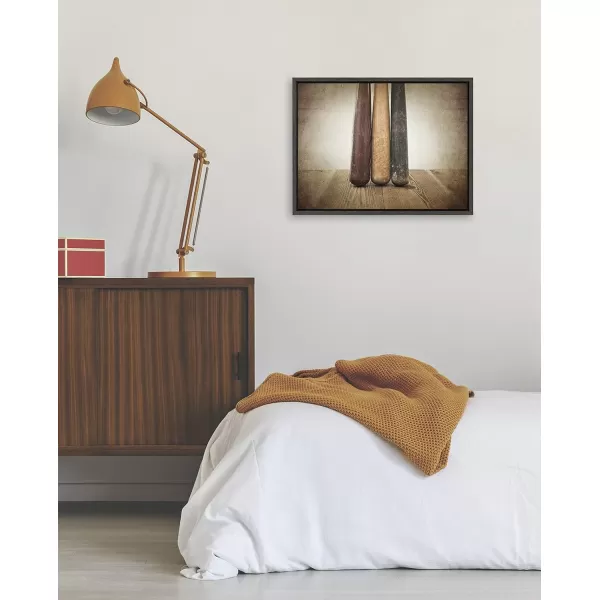 DesignOvation Sylvie Three Vintage Bats Framed Canvas by Shawn St Peter 18x24 Gray