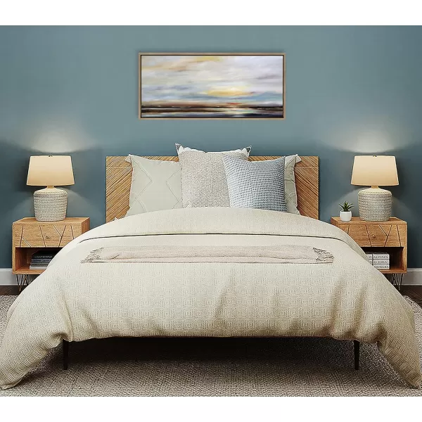 Kate and Laurel Sylvie Carolina Sunset Framed Canvas Wall Art by Mary Sparrow 18x40 White Modern Nature Skyline Art for WallGold