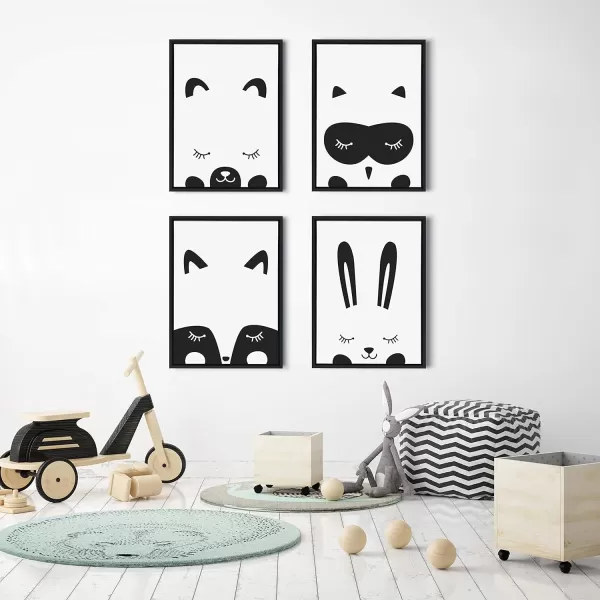 Kate and Laurel Sylvie Modern Baby Bear Framed Canvas Wall Art by Rachel Lee of My Dream Wall 18x24 BlackBlack