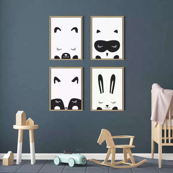 Kate and Laurel Sylvie Modern Baby Bear Framed Canvas Wall Art by Rachel Lee of My Dream Wall 18x24 BlackNatural